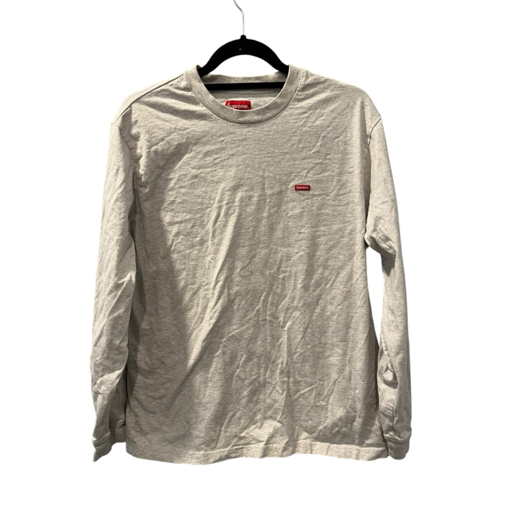 Supreme Box Logo Gray Long Sleeve Cotton Crew Neck T-Shirt Size Medium Casual